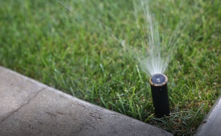 spray head sprinkler watering grass